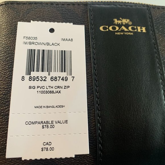 COACH CORNER ZIP WRISTLET IN SIGNATURE CANVAS BLACK/BROWN - Picture 4 of 4